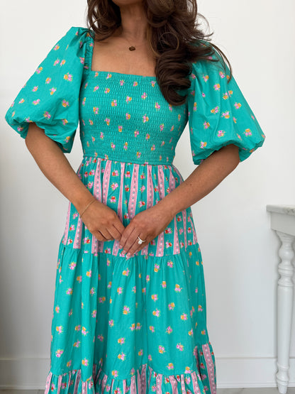 Pastel Princess Puff Sleeve teal dress