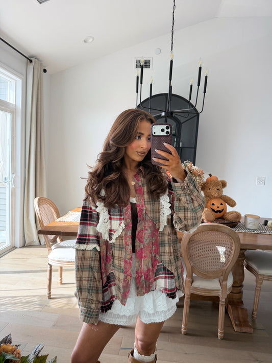 Cranberry Vintage Shacket Flannel
