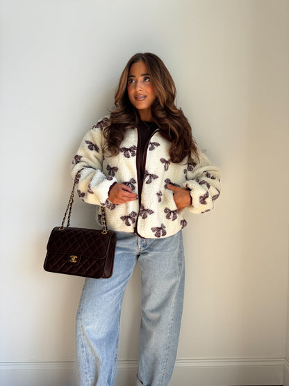 Mocha & Bows Cocoa Sherpa Zip