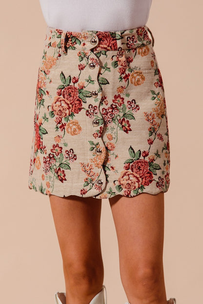 Fallin’ For Floral Jacquard Skirt