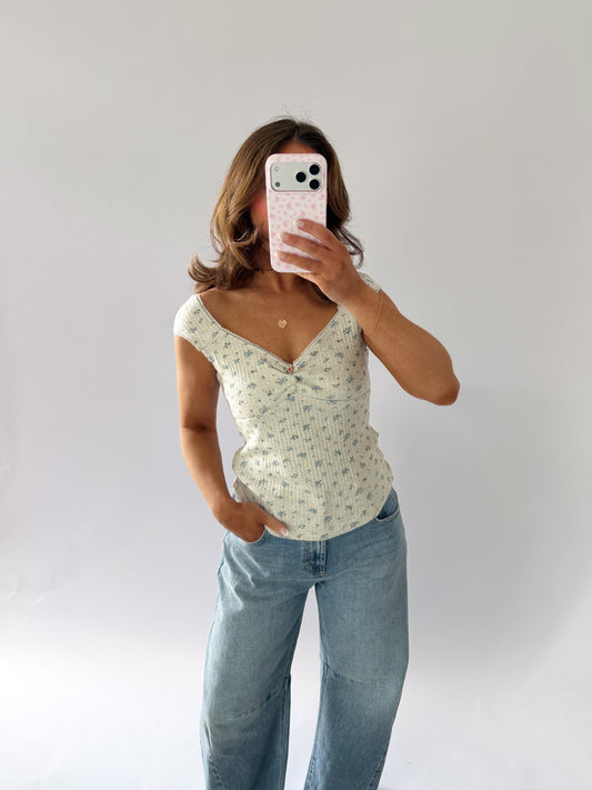 Main Street Morning Floral Tank (Grey Rose)