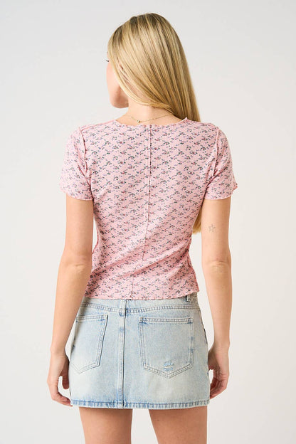 Strawberries & Cream Floral Waffle Baby Tee