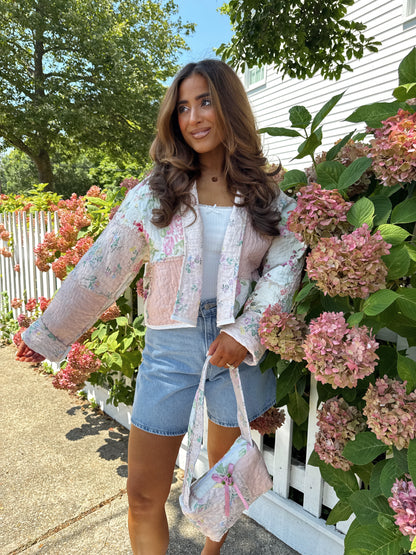 Cotton Candy Dreams Floral Vintage Shabby Chic Bespoke Quilted Jacket PREORDER