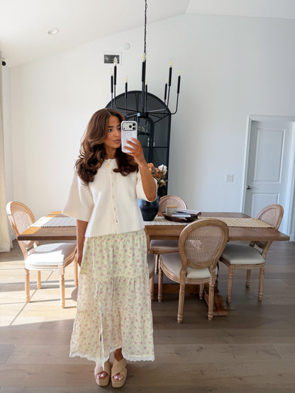 Berry Bloom Smocked Midi Skirt
