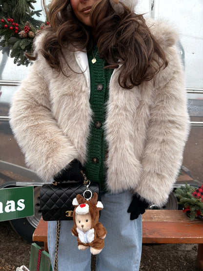 Snow Ski Lodge Faux Fur Jacket (crème)