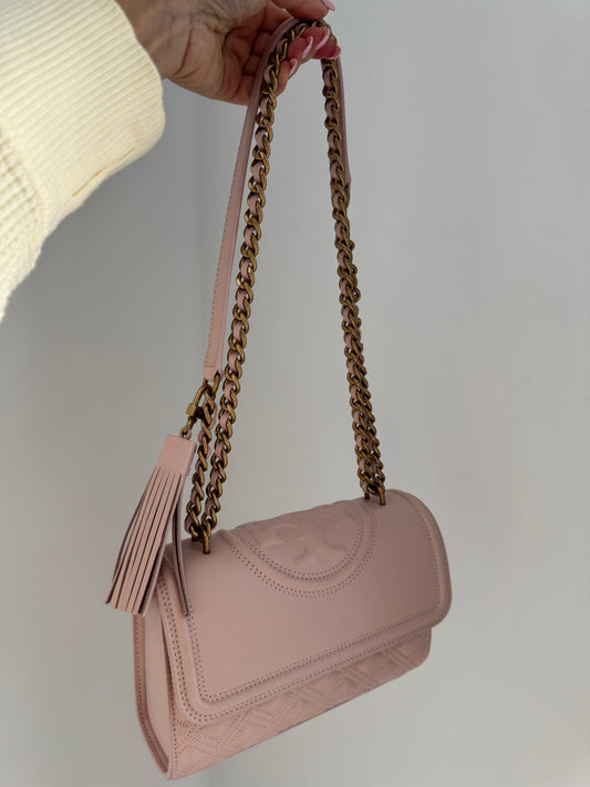 Tory Small Pink pebbled leather NEW