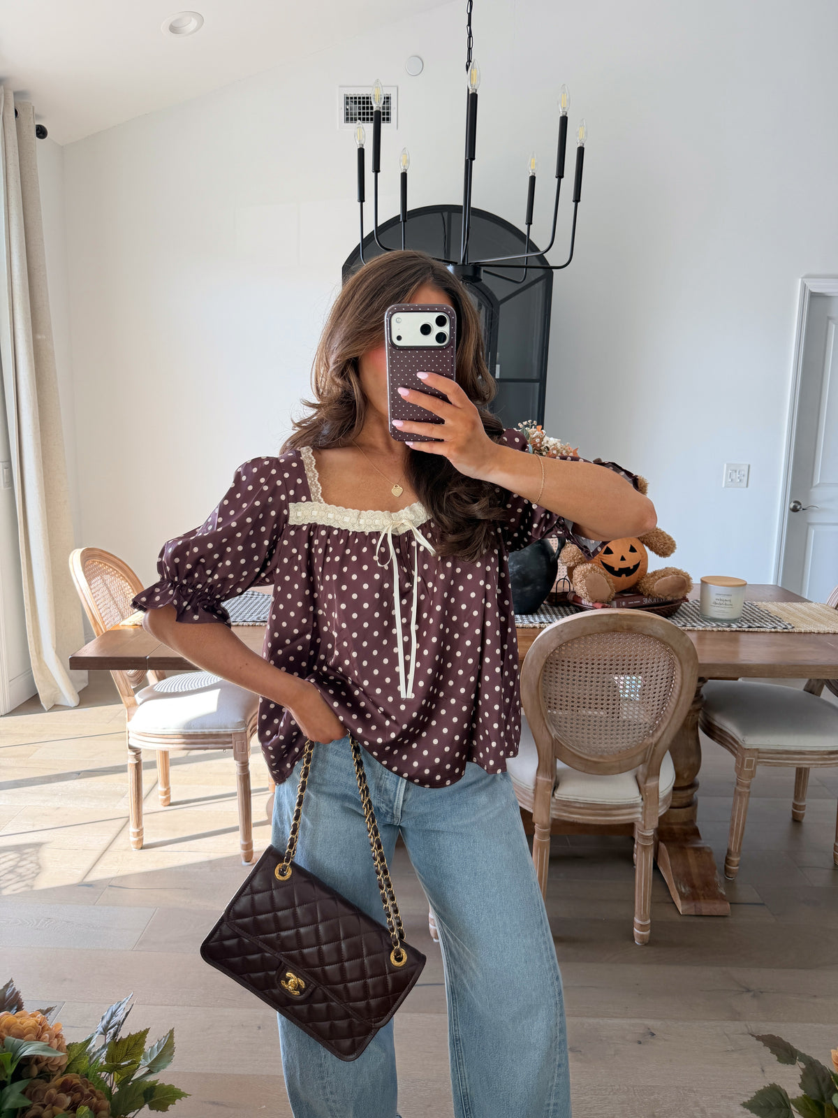 Mocha Polka Dot Top RESTOCK