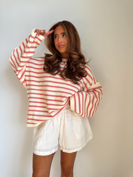 Cali Oversized Knit sweater Cream-rose