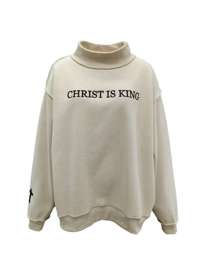 CHRIST 'CHRIST IS KING' Embroidered Mock Neck Sweats