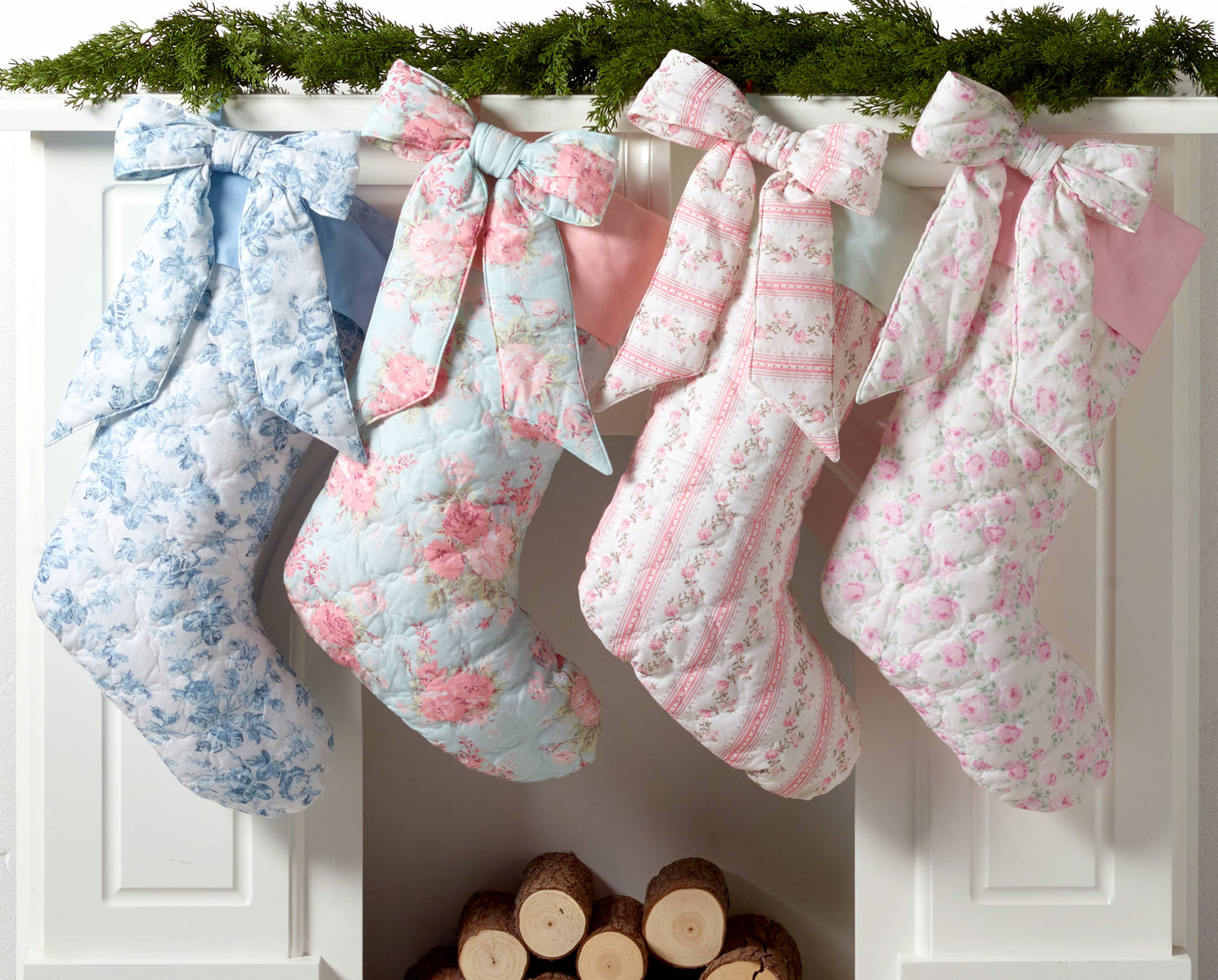 Vintage floral Quilted Printed Bow Stocking