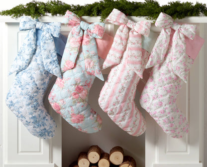 Vintage floral Quilted Printed Bow Stocking