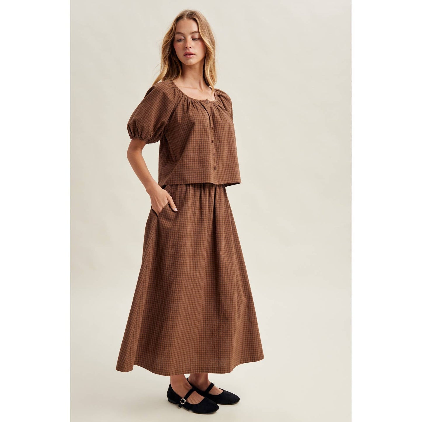 Caramel Apple  PUFF SLEEVE TOP AND SKIRT SET