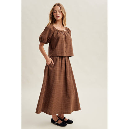 Caramel Apple  PUFF SLEEVE TOP AND SKIRT SET