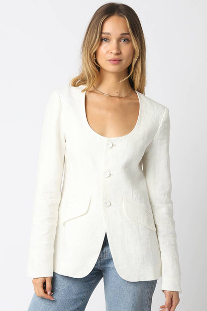 Liliana Linen Blazer (Cream)