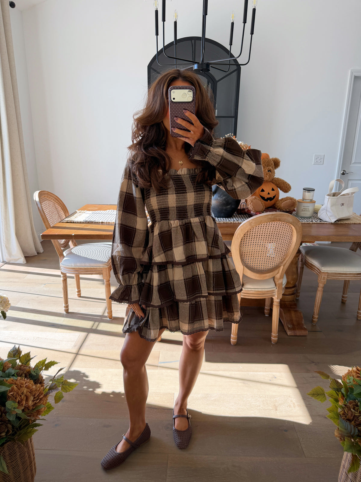 Gather Gingham Mini Dress