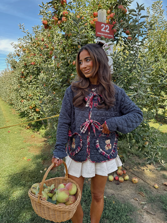 Harvest Teddy Bow Plaid Cardigan