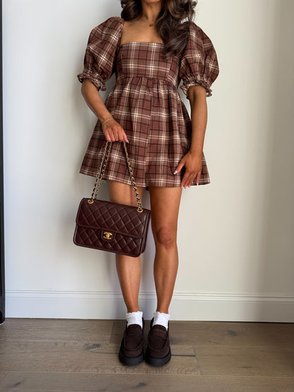 Caramel Crisp Gingham Romper (can’t restock) 🤎🐻