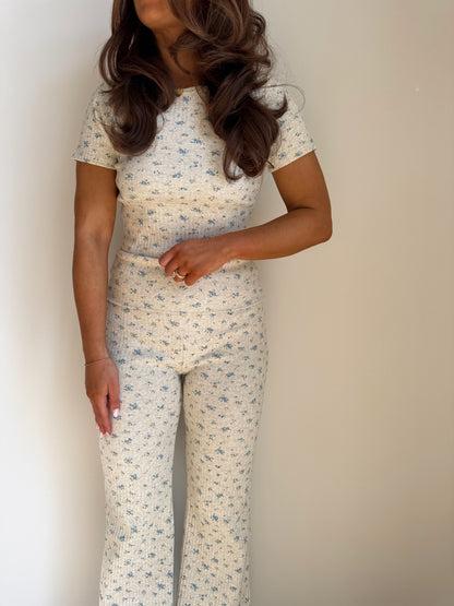 Dreamy Floral Knit Ribbed Lounge set