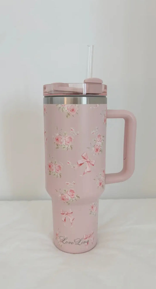 Bow pink coquette tumbler