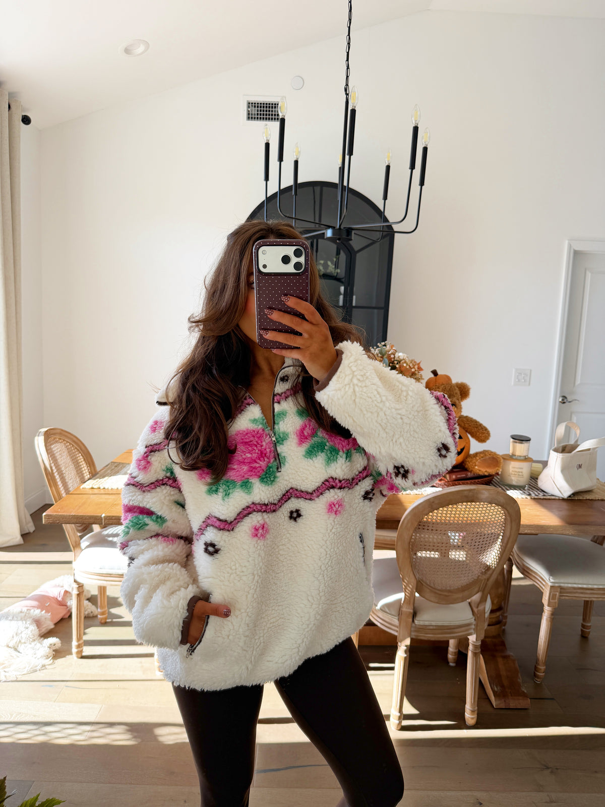Roses & Hot Cocoa Sherpa Pullover RESTOCK