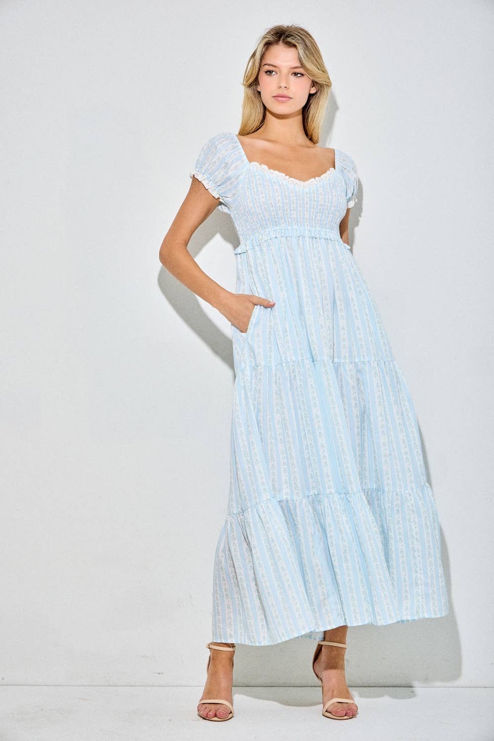Cotton Candy Skies Floral Smocked Midi Dress (can’t restock)