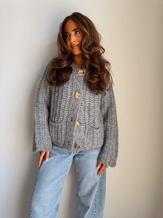 Cozy Autumn Chunky Knit Cardigan (Grey) PRE-ORDER added