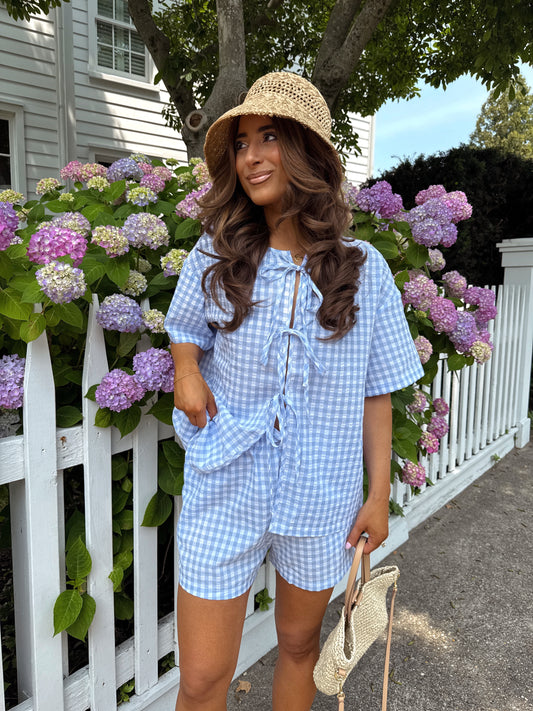 By The Sea Gingham Blue Set