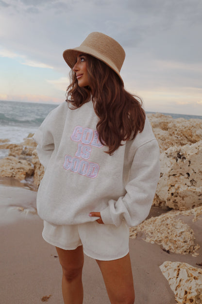 God Is Good floral Grey Mockneck PREORDER