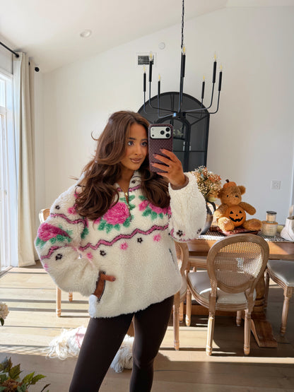 Roses & Hot Cocoa Sherpa Pullover RESTOCK