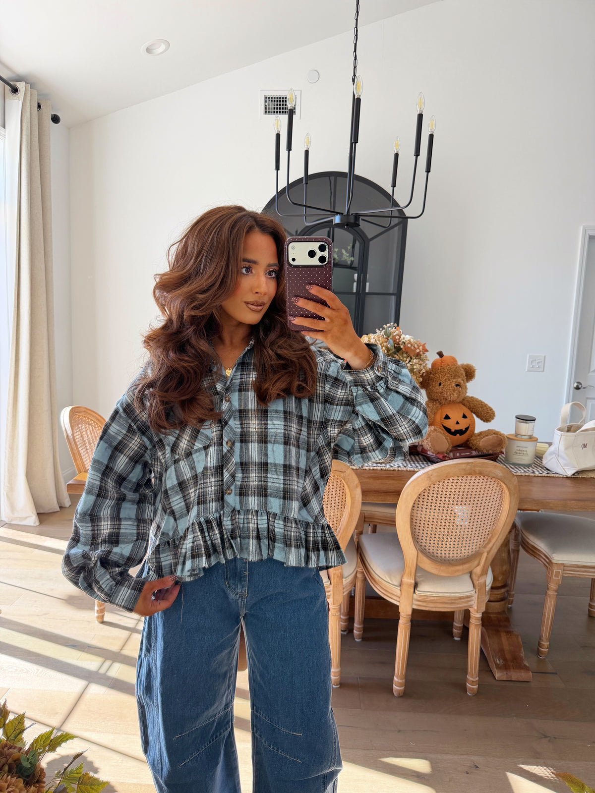 Country Plaid Ruffled Top