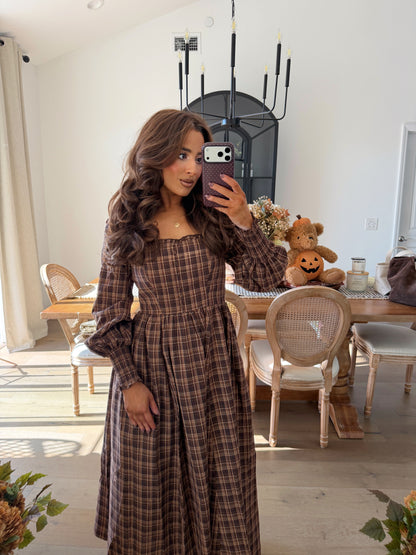 Rustic Ranch Plaid Midi Dress