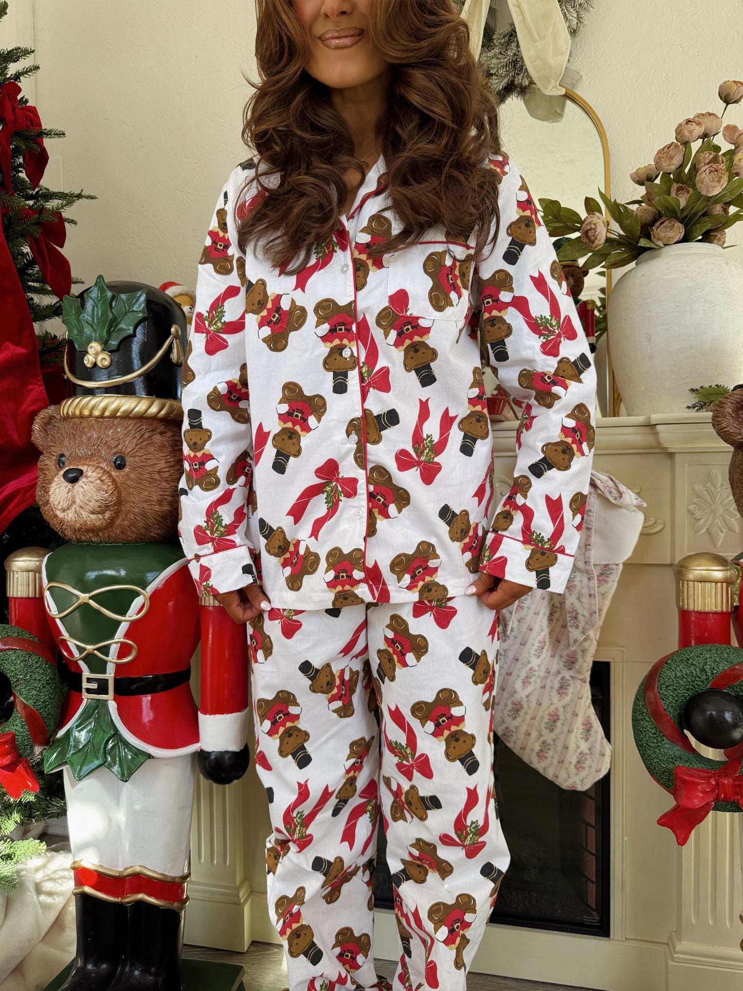Christmas Teddy Nutcracker Pjs 100% Cotton