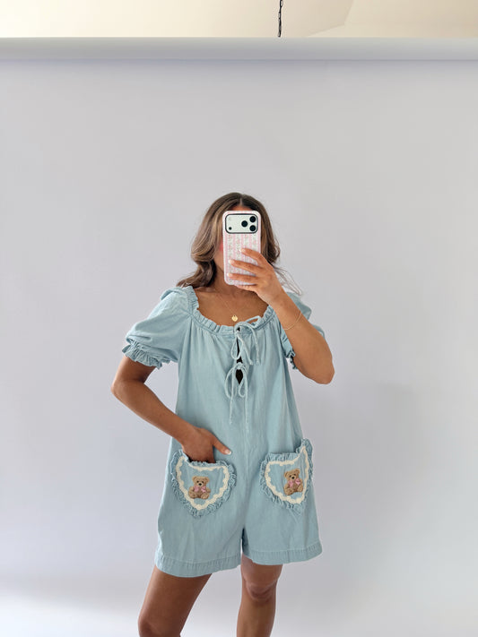 Denim Teddy Bear Romper🧸