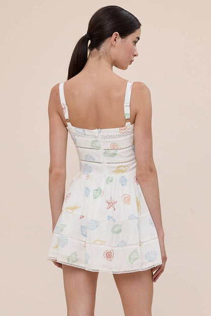 UNDER THE SEA WIDE STRAP LACE TRIM MINI DRESS