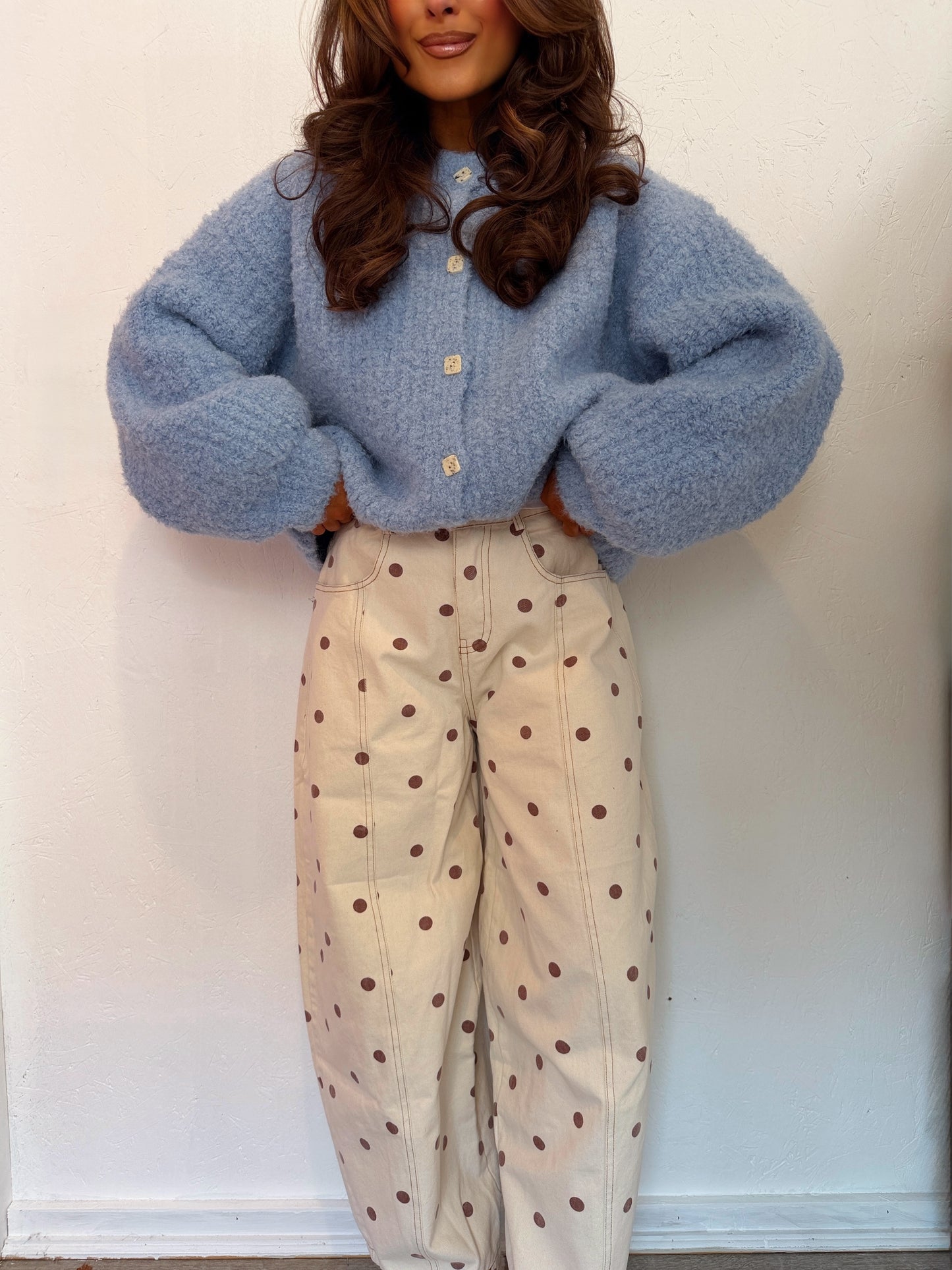 Sven Polka Dot Barrel Jean (brown & cream)