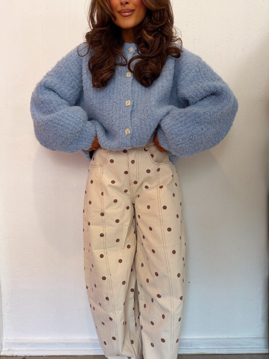 Sven Polka Dot Barrel Jean (brown & cream)