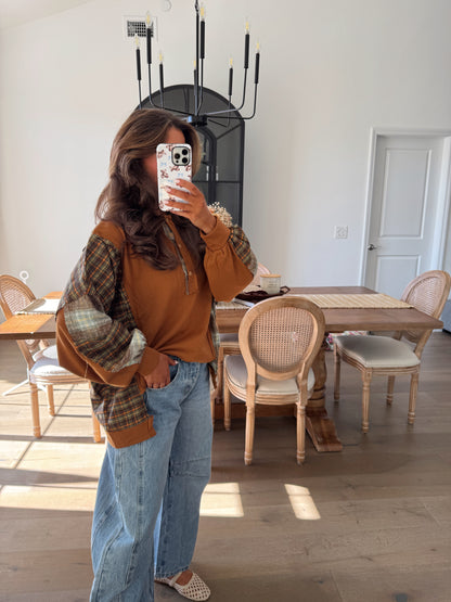 Pumpkin Spice Vintage Flannel Henley