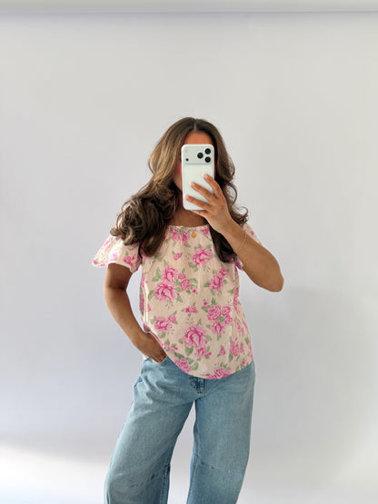 Pink In Palm Flowy Top