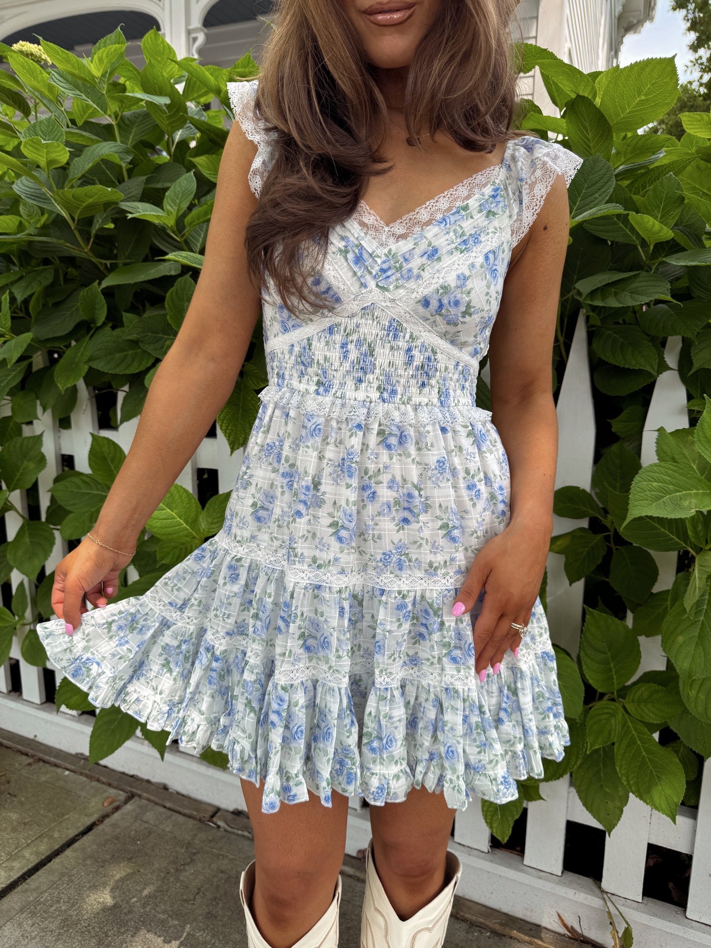 The Darling Vintage Mini Dress (Blueberry Blossom)