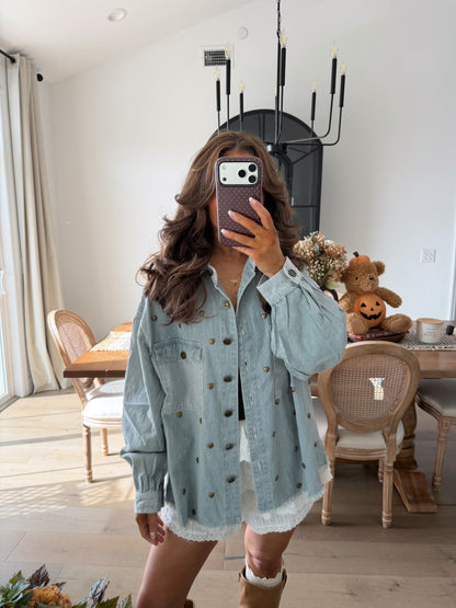 Denim Heart Button Down POL LIVE