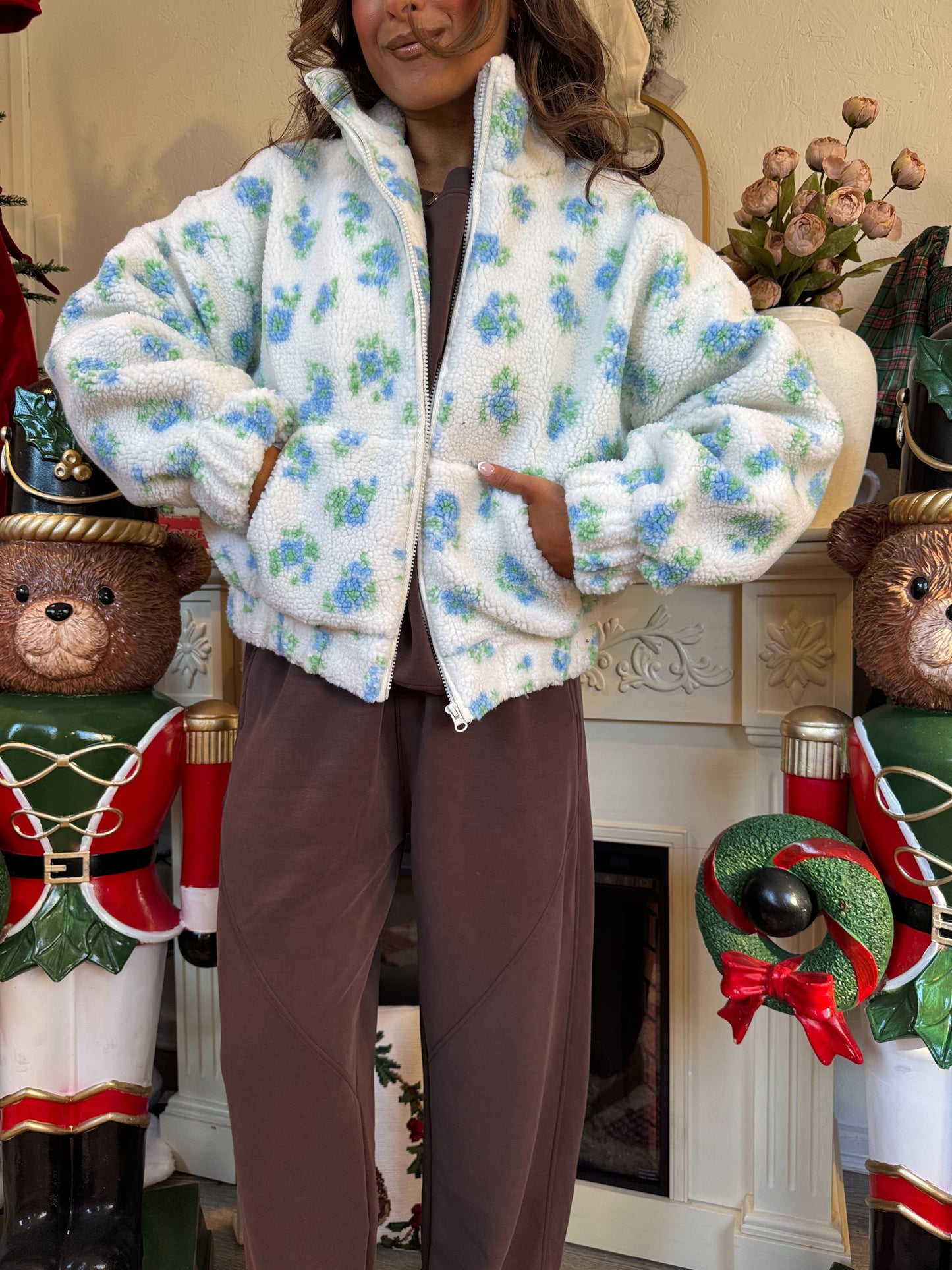 Blue Snowflake Sherpa Jacket DOORBUSTER