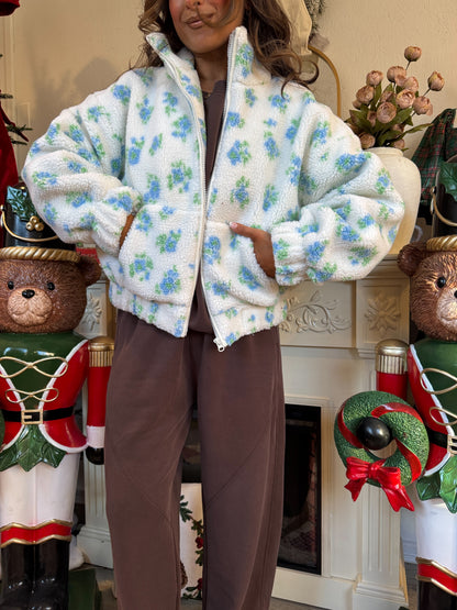Blue Snowflake Sherpa Jacket DOORBUSTER