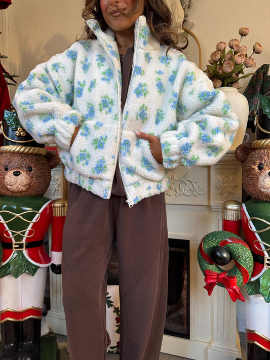 Blue Snowflake Sherpa Jacket DOORBUSTER