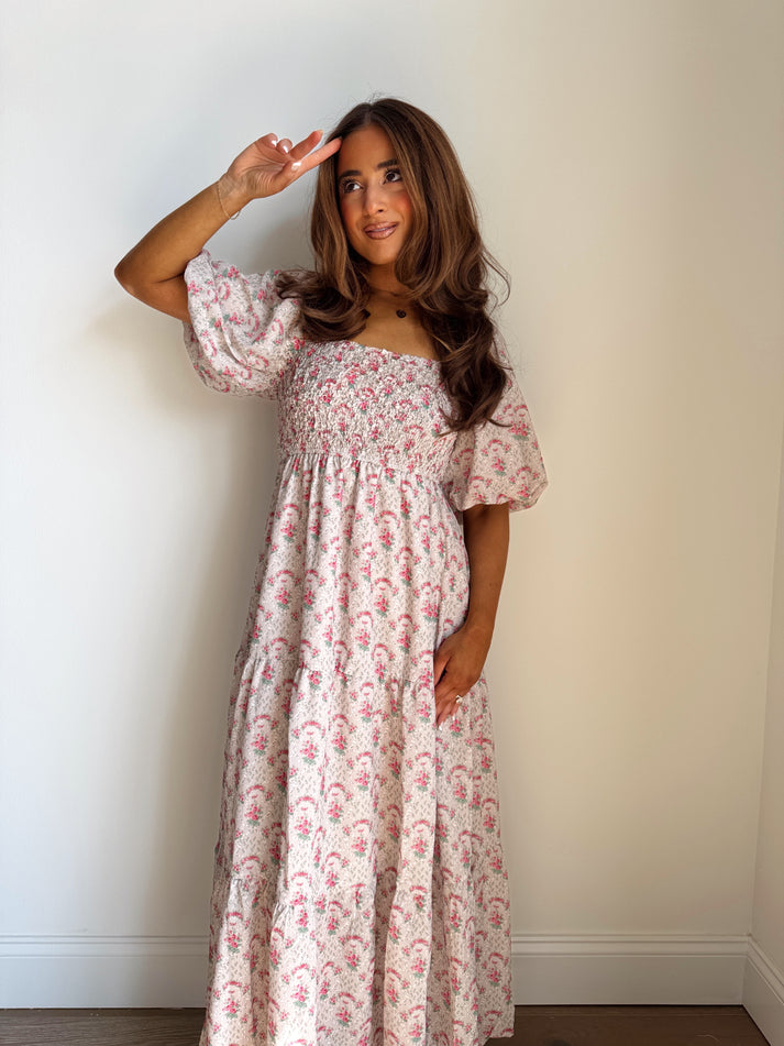 MAPLE & CLIFF FLORAL LAYERED MIDI DRESS main image 0