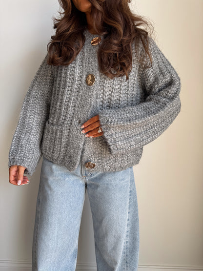 Cozy Autumn Chunky Knit Cardigan (Grey) PRE-ORDER added