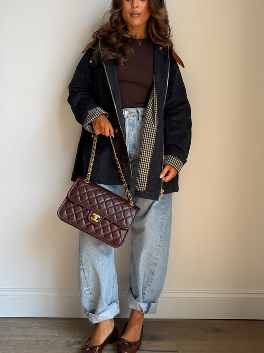 Maplewood Barn Jacket Gingham  (Midnight)