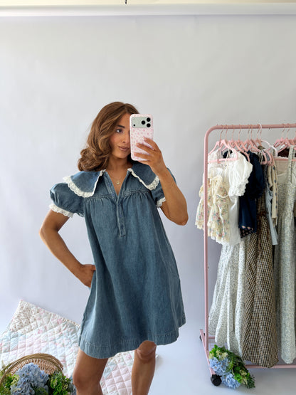 Denim & Lace Darla Mini Dress PRE ORDER