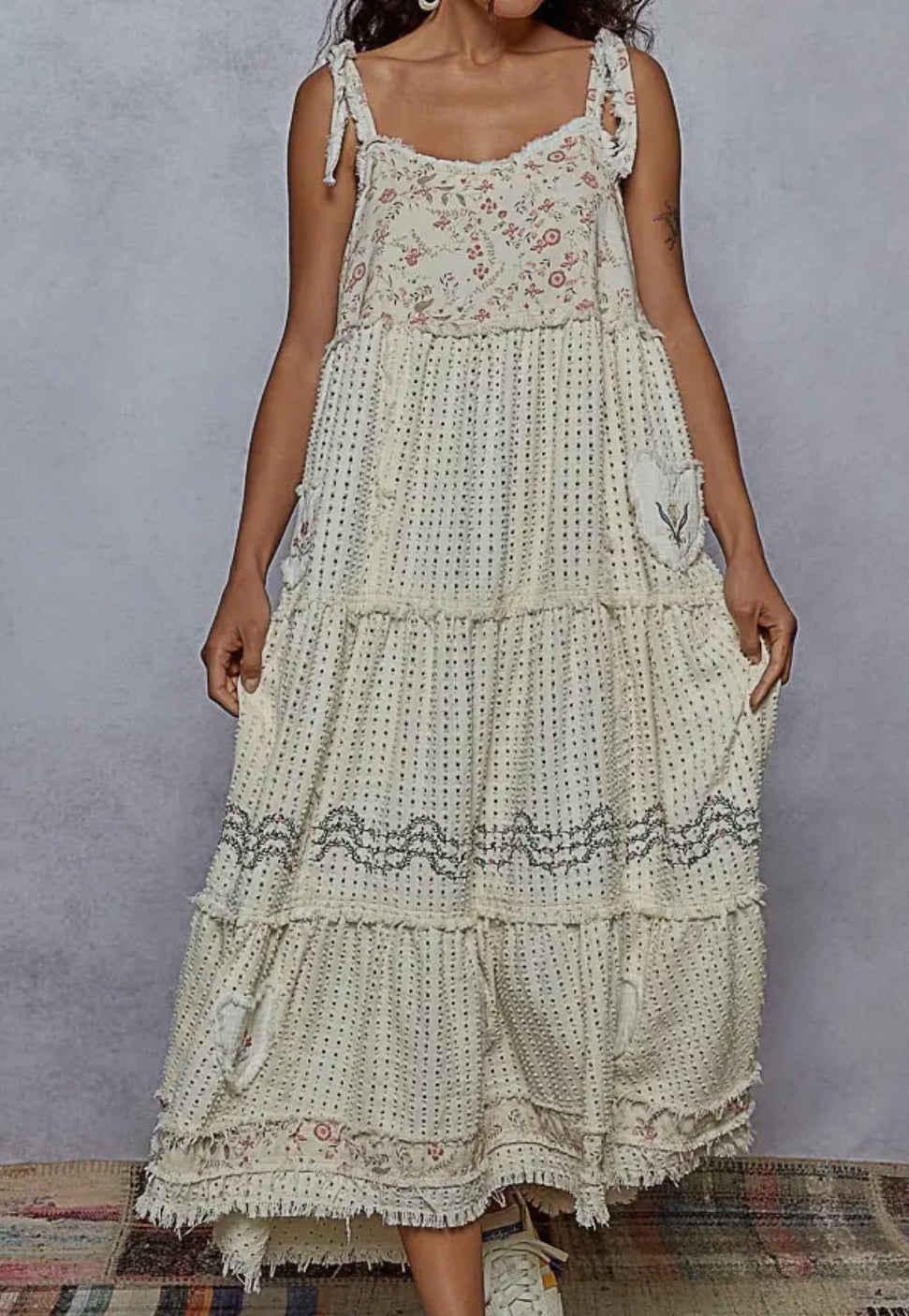 The Belle-Marie Denim Midi Dress (cream)