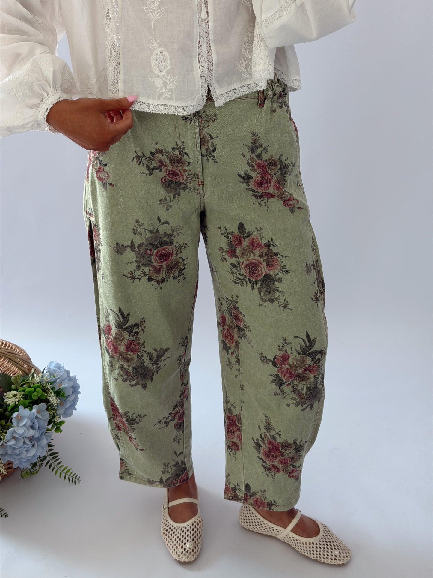 Pistachio Rose Vintage Jeans
