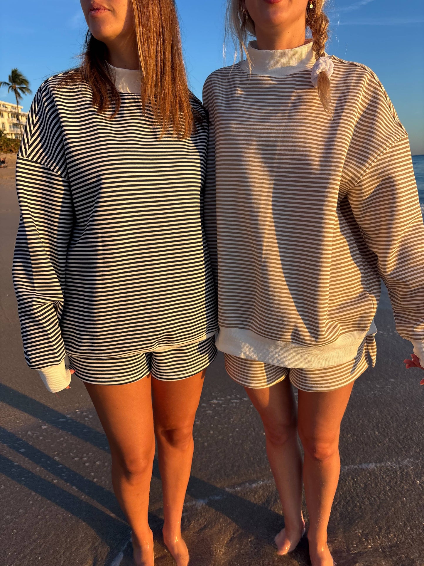 Brown mocha striped Mockneck